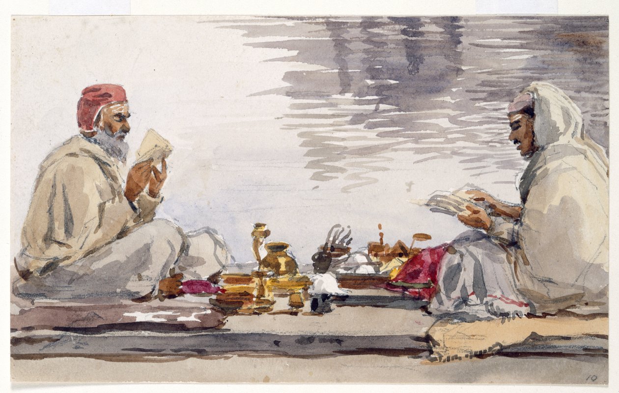Due uomini santi che leggono il Granth Saheb, Umritsar da William Carpenter