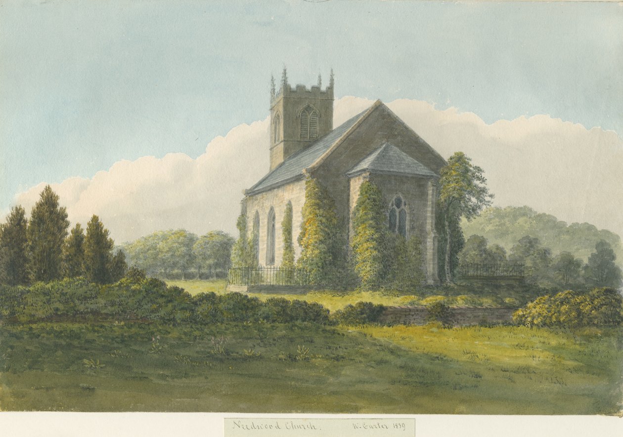 Chiesa di Needwood: acquerello, 1839 da William Carter