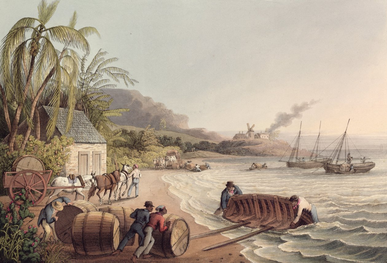 Caricamento di Barili di Rum e Zucchero, Antigua da William Clark