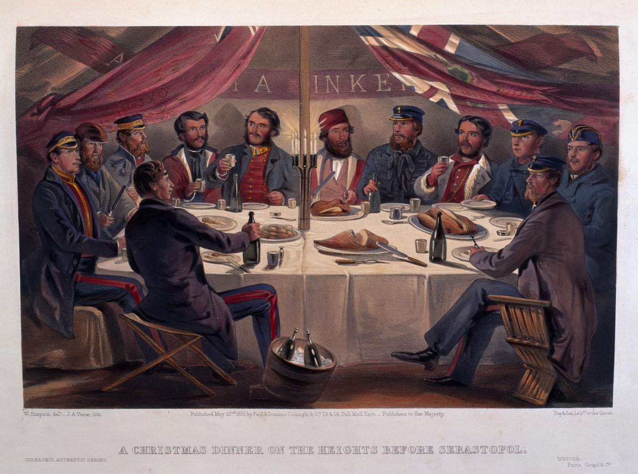 Una Cena di Natale sulle Alture prima di Sebastopoli, inciso da J.A. Vinter, da 