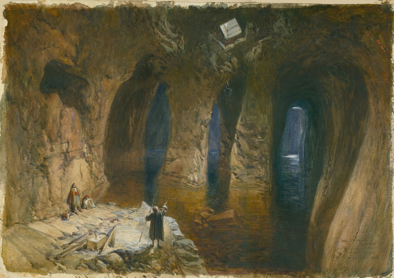 Bahr el Khabeer o la Grande Cisterna scavata nella roccia sotto il sito del Tempio di Salomone, 1870 da William Crimea Simpson