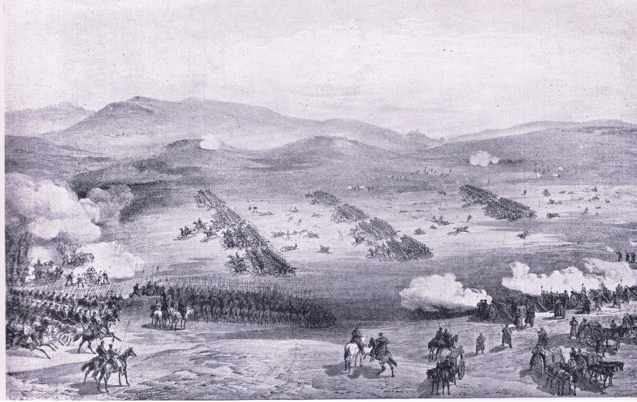 Balaclava, 25 ottobre 1854: La carica della Brigata Leggera, illustrazione da British Battles on Land and Sea, 1915 da William Crimea Simpson