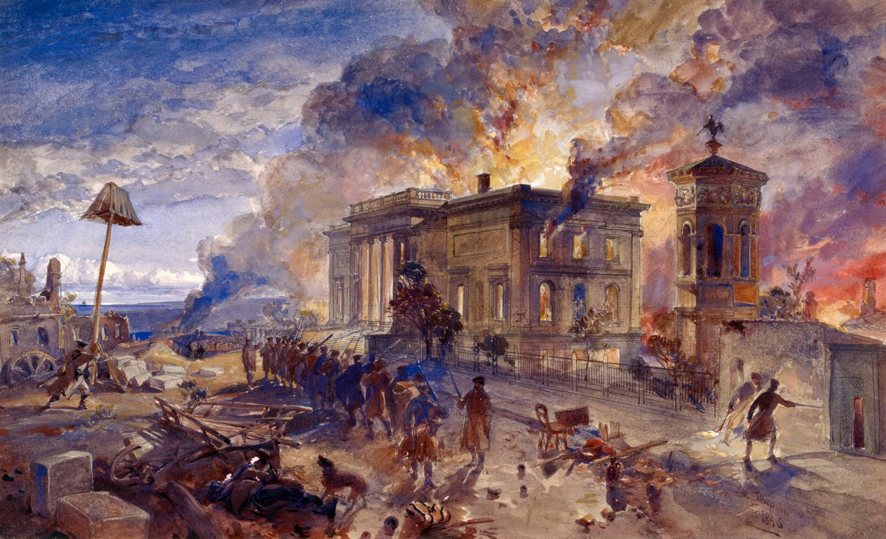 Tempio dei Venti in fiamme, 1856 da William Crimea Simpson
