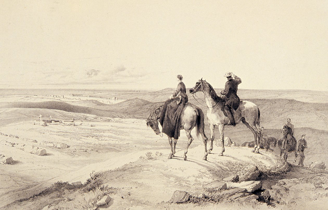 Florence Nightingale e Mr Bracebridge sulla Collina di Cathcart con vista su Sebastopoli da William Crimea Simpson