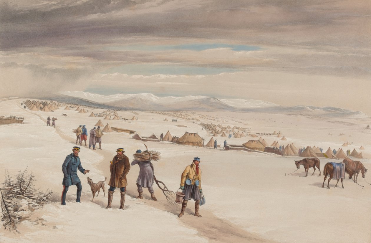 Il campo della Seconda Divisione, guardando a est. Gennaio 1855 da William Crimea Simpson