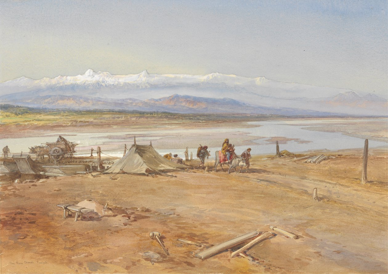 Il fiume Chenab, Punjab, 1865 da William Crimea Simpson
