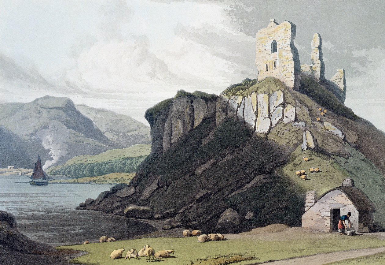 Castello di Aros, Isola di Mull, Scozia, 1818 da William Daniell