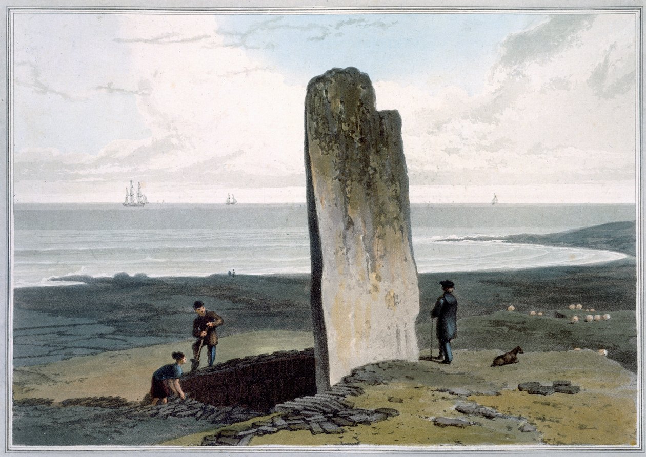 Pietra druidica a Strather vicino a Barvas, Isola di Lewis, Ebridi, Scozia da William Daniell