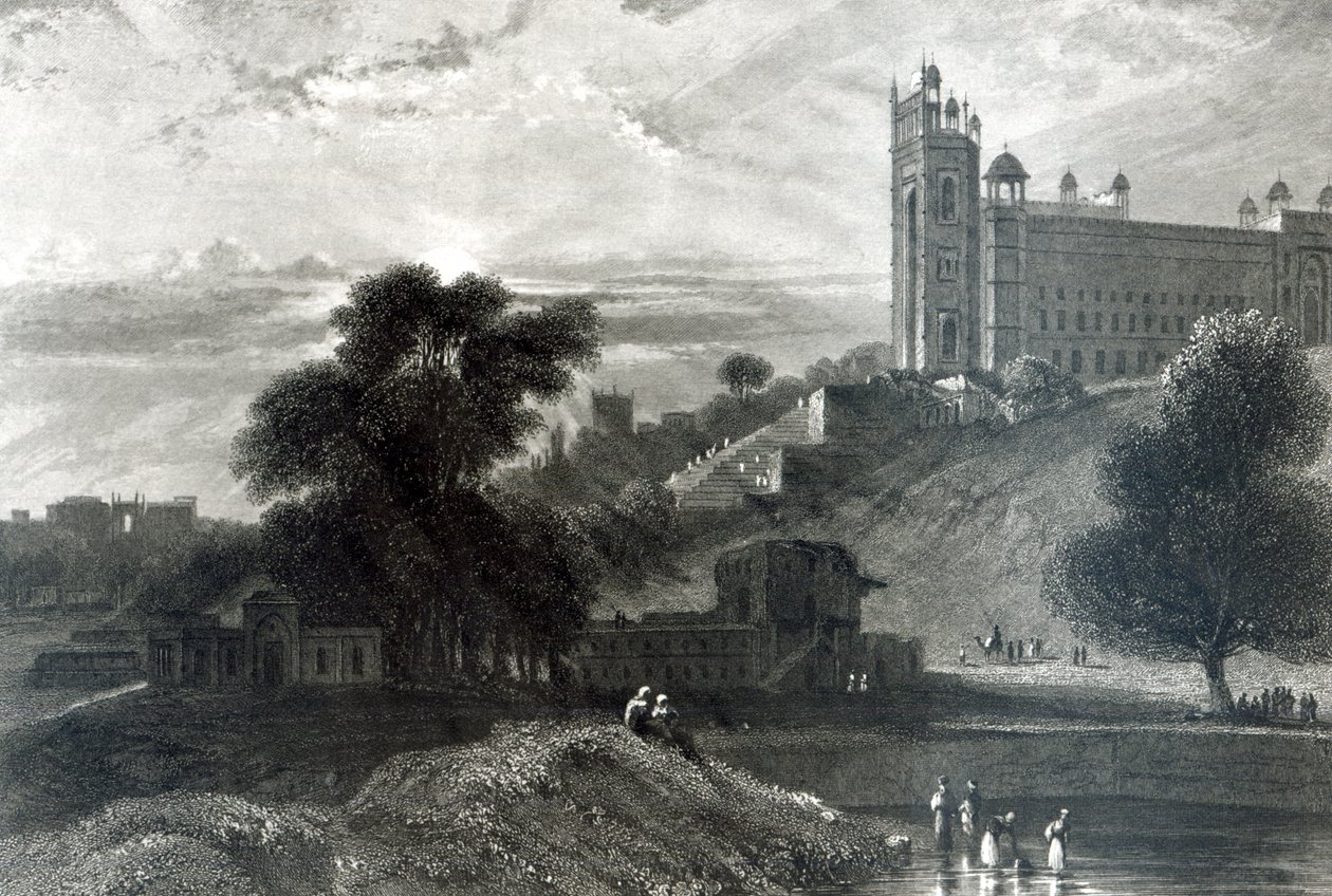 Fatehpur Sikri vicino ad Agra, inciso da R. Brandard (incisione) da William Daniell