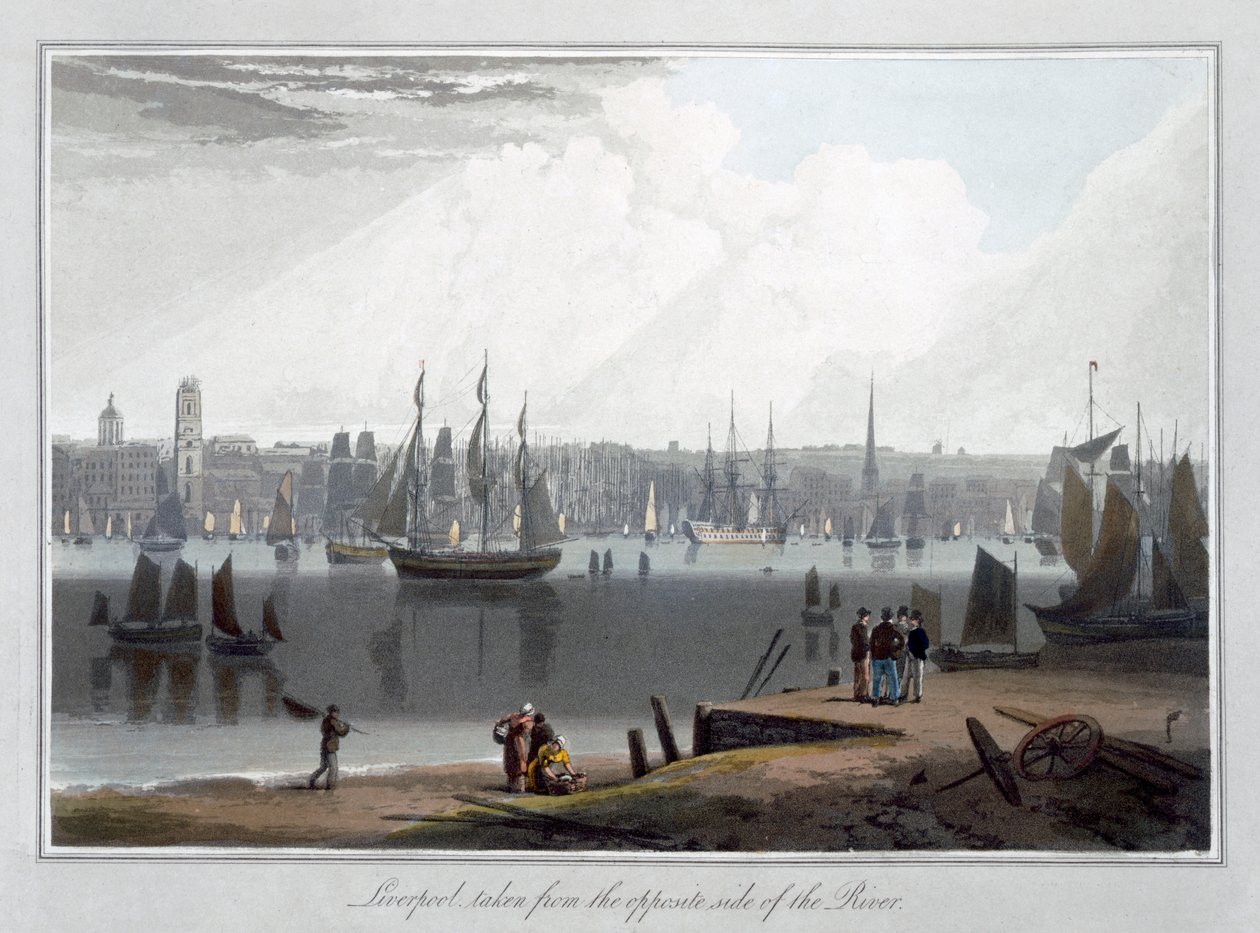 Liverpool, vista dal lato opposto del fiume da William Daniell