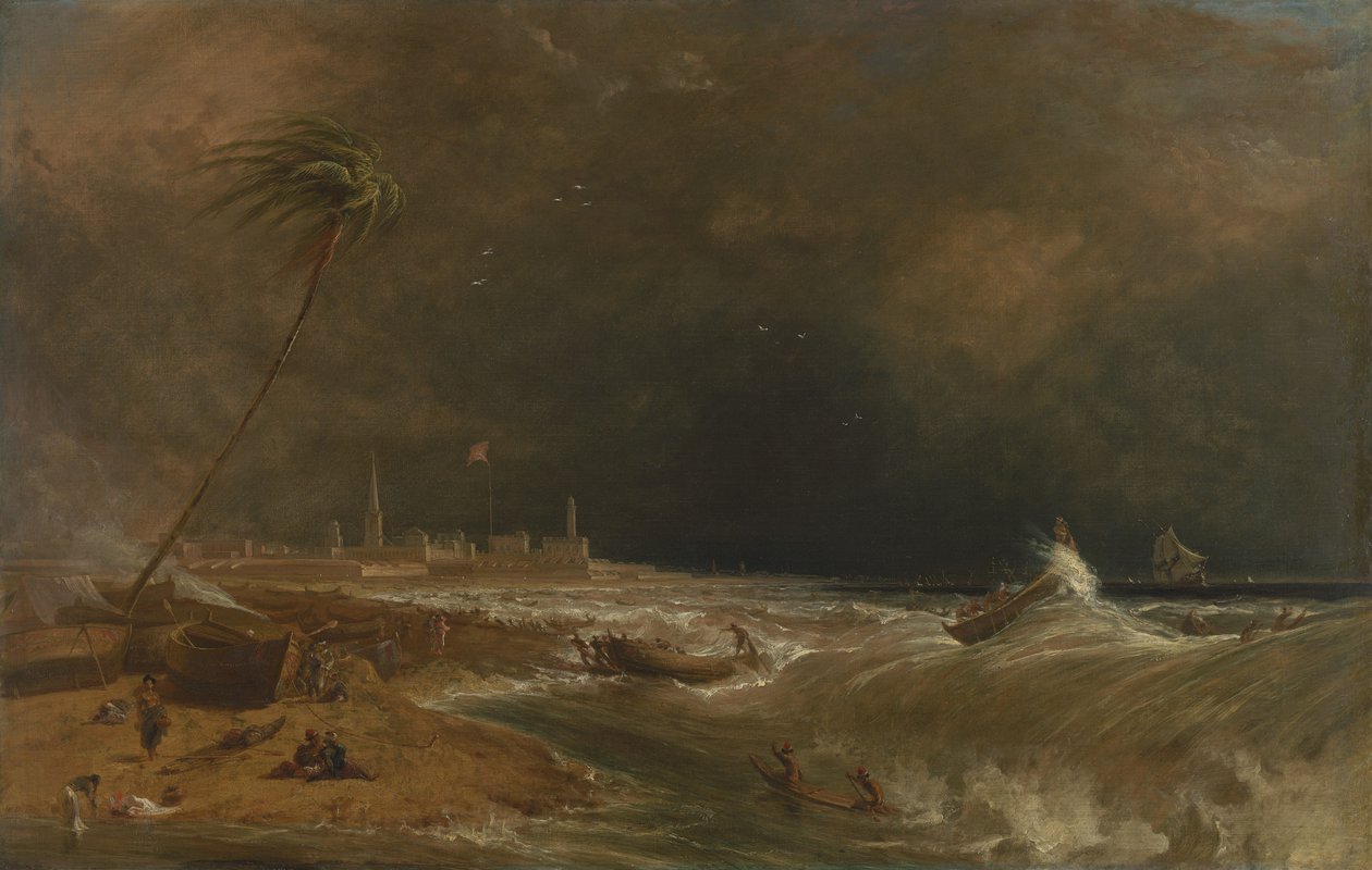 Madras, o Forte St. George, nella baia del Bengala -- Un temporale che passa da William Daniell