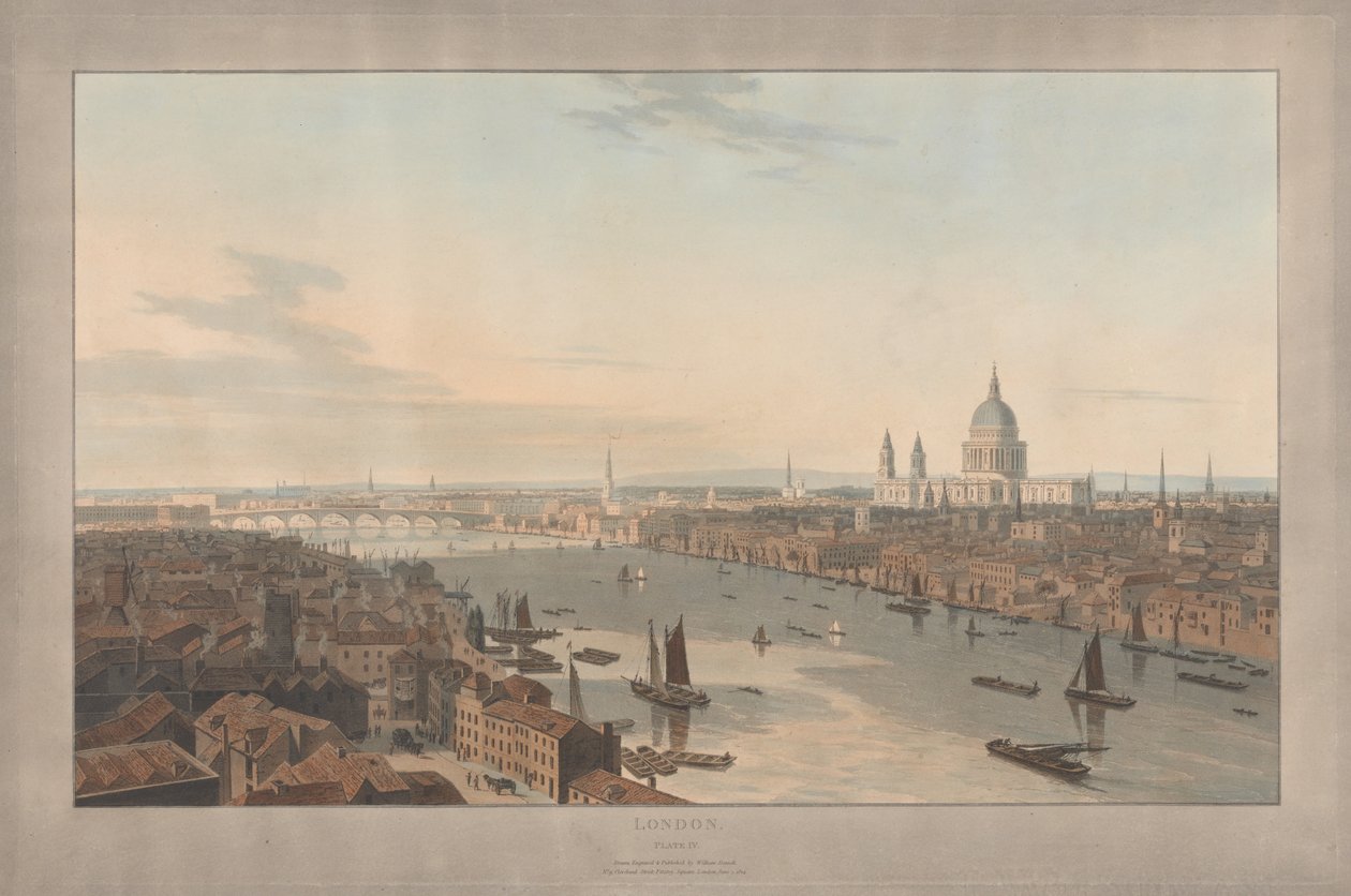 Tavola IV: Londra, la cattedrale di St. Paul e il ponte Blackfriars visti da Southwark da William Daniell