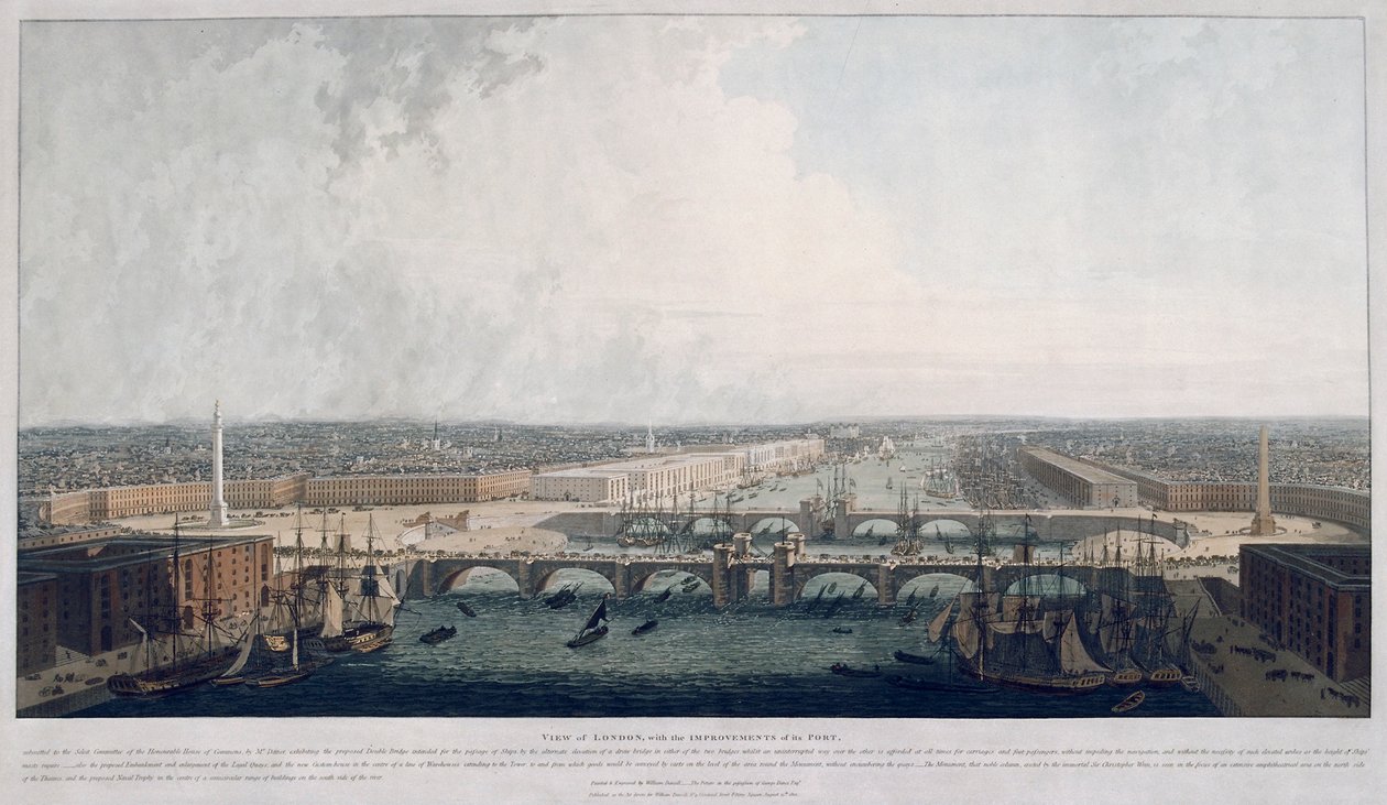 Proposta per il Ponte di Londra, Londra da William Daniell