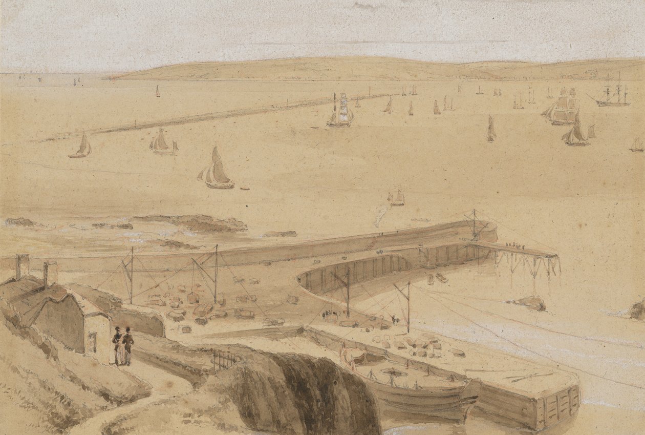 Studio per “Molo a Straddon Point, nei pressi di Plymouth” da William Daniell