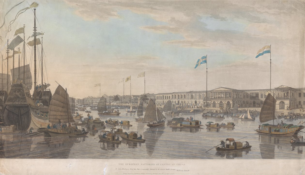 Le fattorie europee a Canton, in Cina da William Daniell
