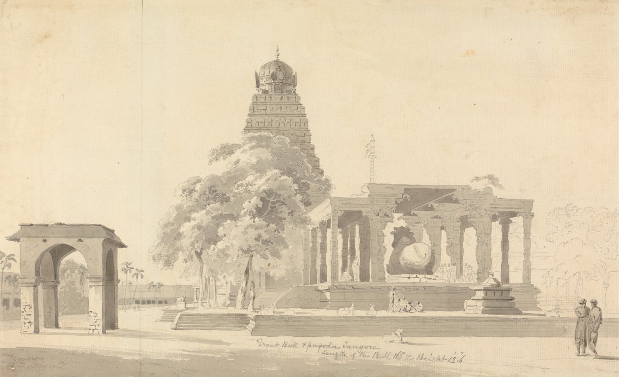 Il Grande Toro e la Pagoda a Tanjore da William Daniell