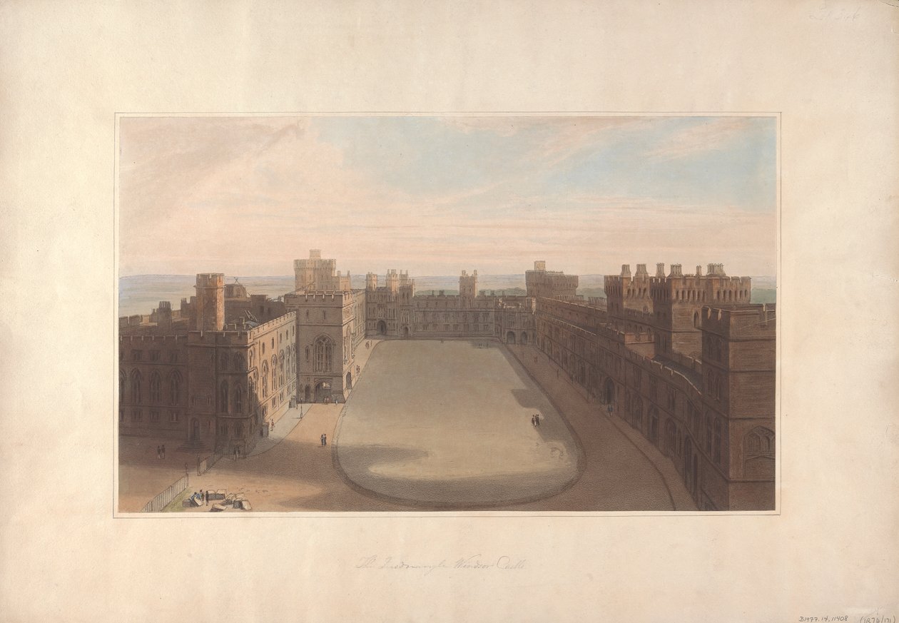 Il Quadrilatero, Castello di Windsor - Veduta dalla Torre Rotonda, Castello di Windsor da William Daniell