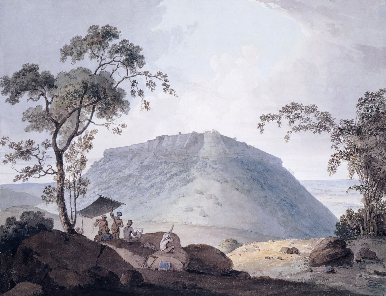 La vista sud-est di Bijaigarh, Uttar Pradesh, c. 1790 da William Daniell