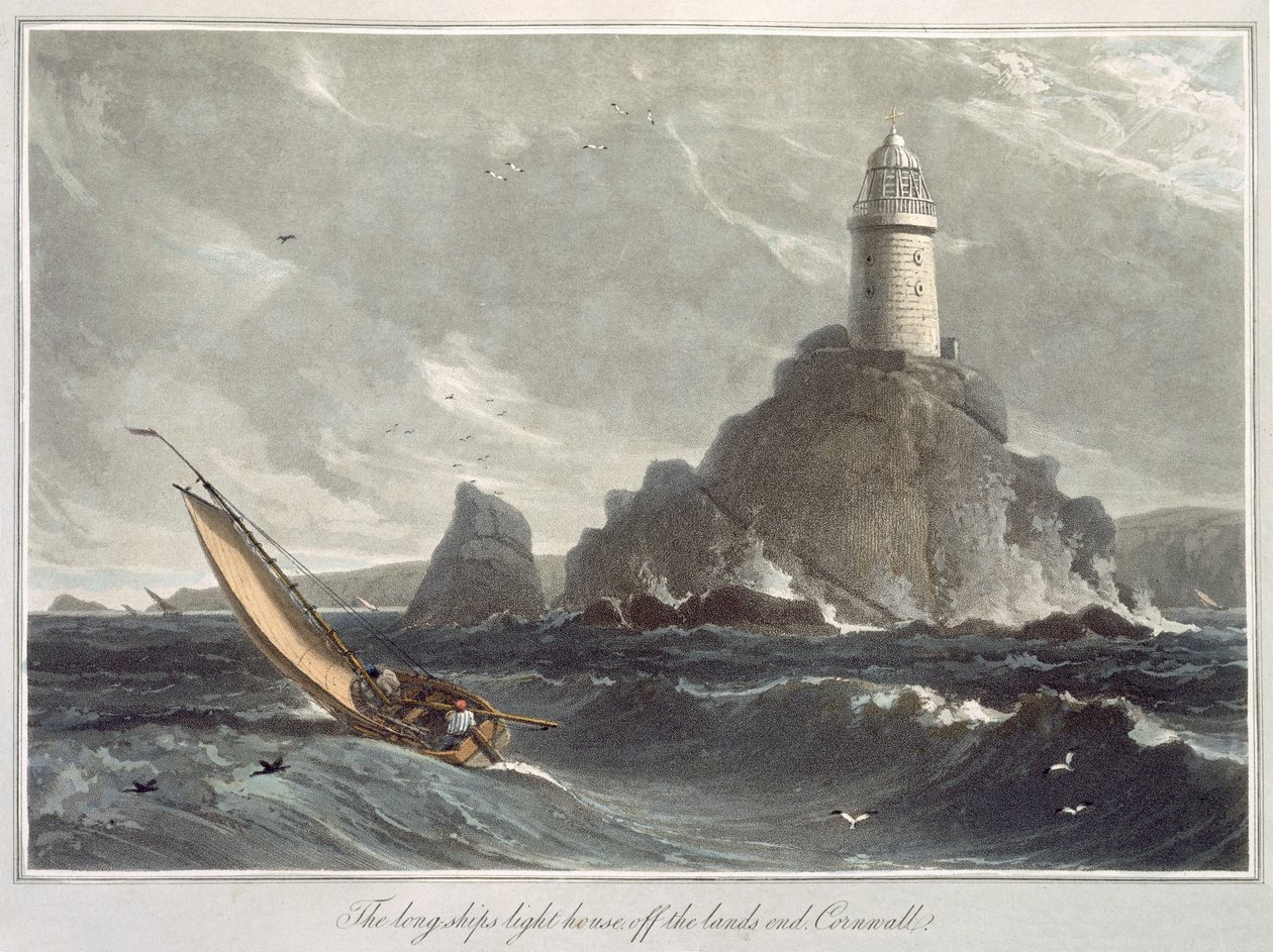 Il faro di Longships di Lands End, Cornovaglia, dal Volume I di 