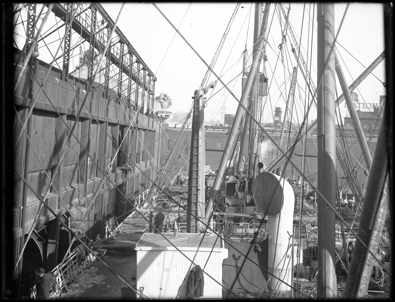 R.M.S. Carpathia carica al Pier 54 N.R., 1912 da William Davis Hassler