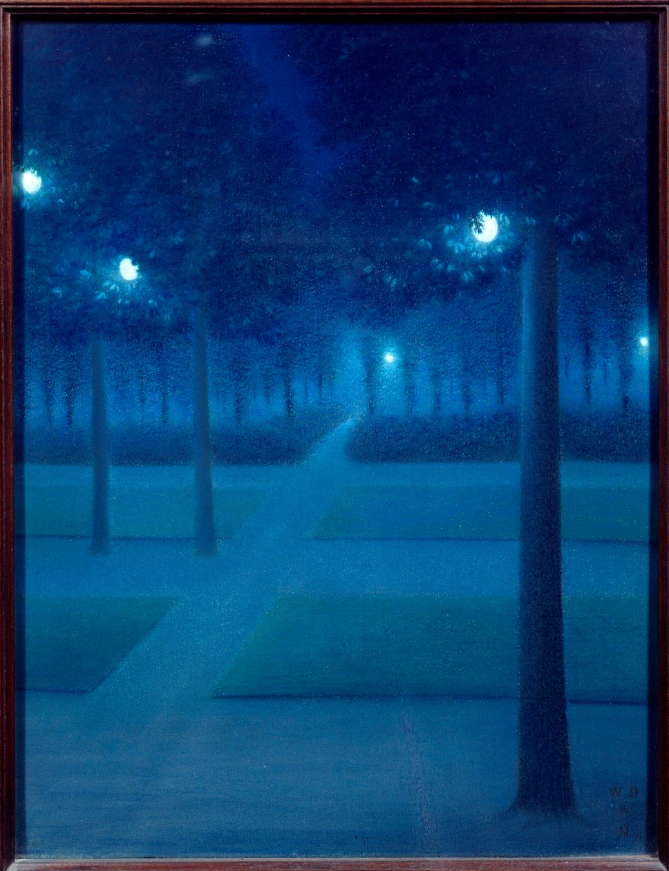 Notte al Parc Royal di Bruxelles. Dipinto a pastello di William Degouves de Nuncques (1867-1935) 1897 Parigi, museo d
