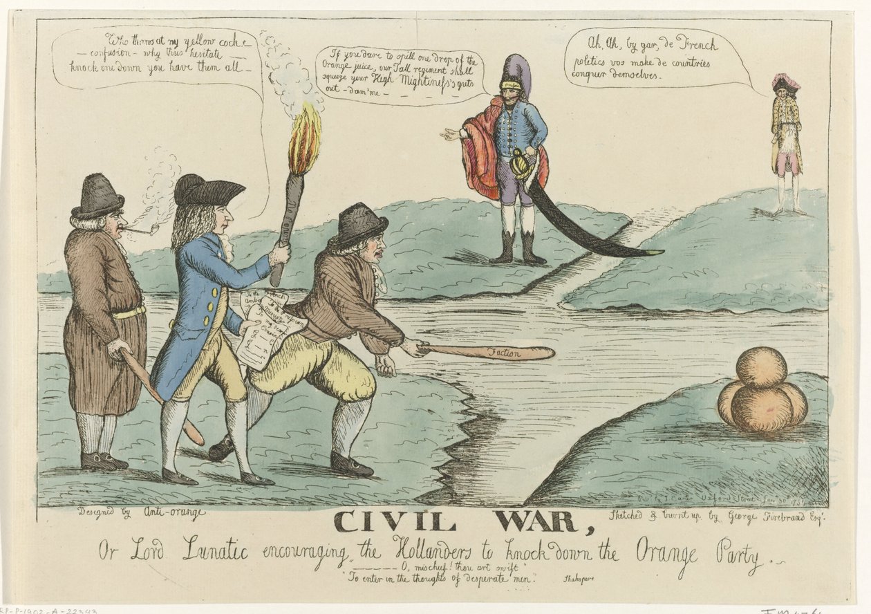 Caricatura inglese sui conflitti civili olandesi, 1787 da William Dent