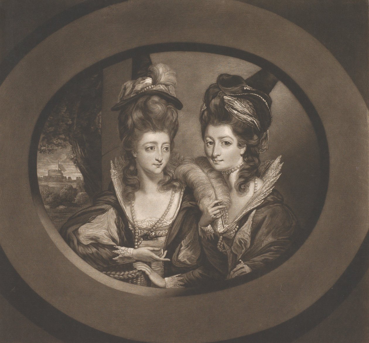 Mrs. Gwyn e Mrs. Bunbury nei personaggi di Le allegre comari di Windsor da William Dickinson