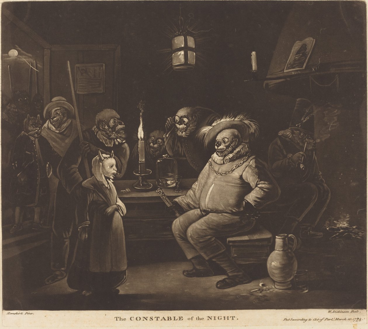 Il Constable della notte da William Dickinson after Egbert van Heemskerck