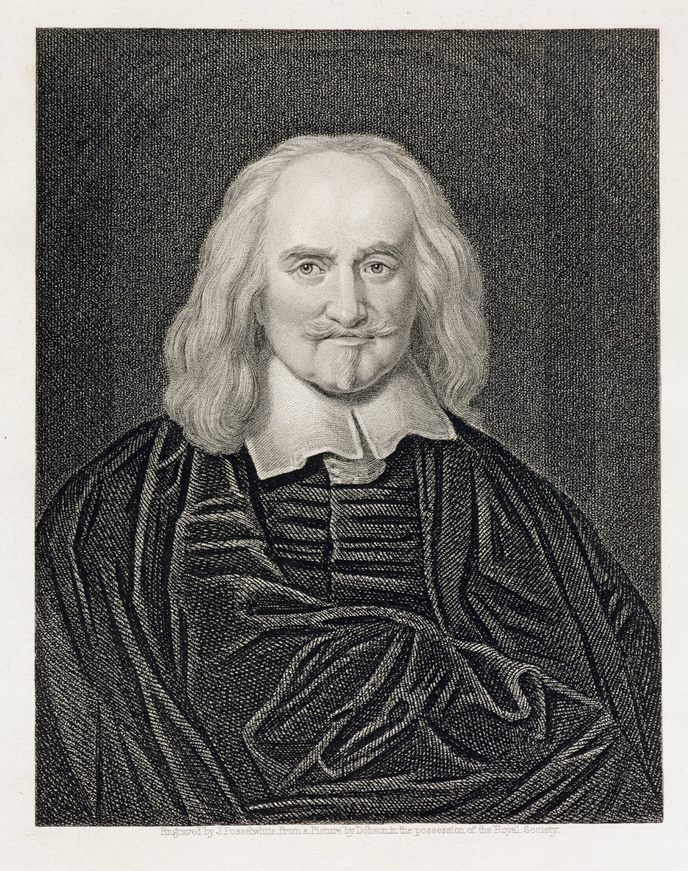 Ritratto di Thomas Hobbes (1588-1679) inciso da James Posselwhite (1798-1884) pub. da William Mackenzie da William Dobson