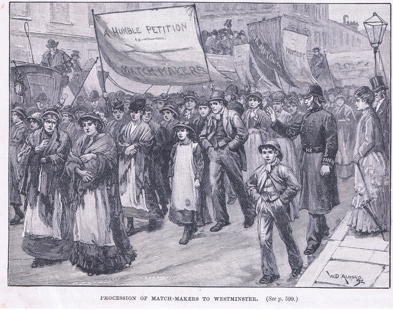 Processione dei fabbricanti di fiammiferi a Westminster, 1871 d.C. da William Douglas Almond