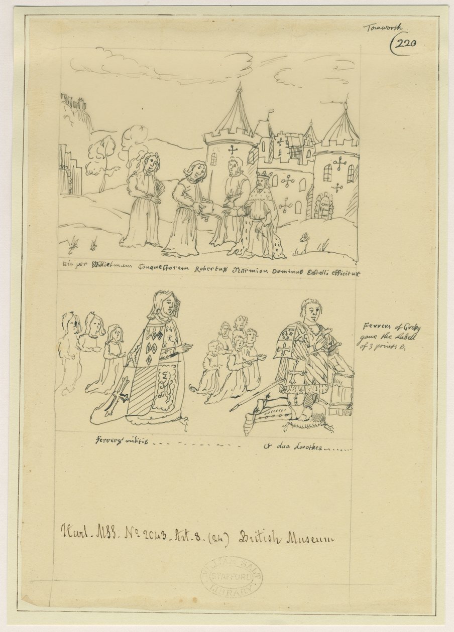 Chiesa di Tamworth - Vetro della finestra: tracciato a inchiostro, nd [?XVII sec] da William Dugdale