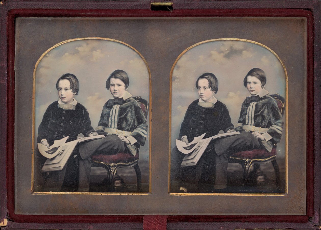 Ritratto di due ragazzi, anni 1850 (foto) da William Edward Kilburn