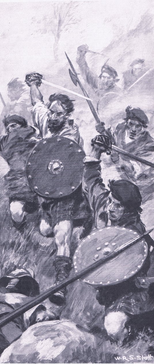 Gli Highlanders alla battaglia di Killiecrankie, illustrazione da British Battles on Land and Sea, 1915 da William Edward Stott