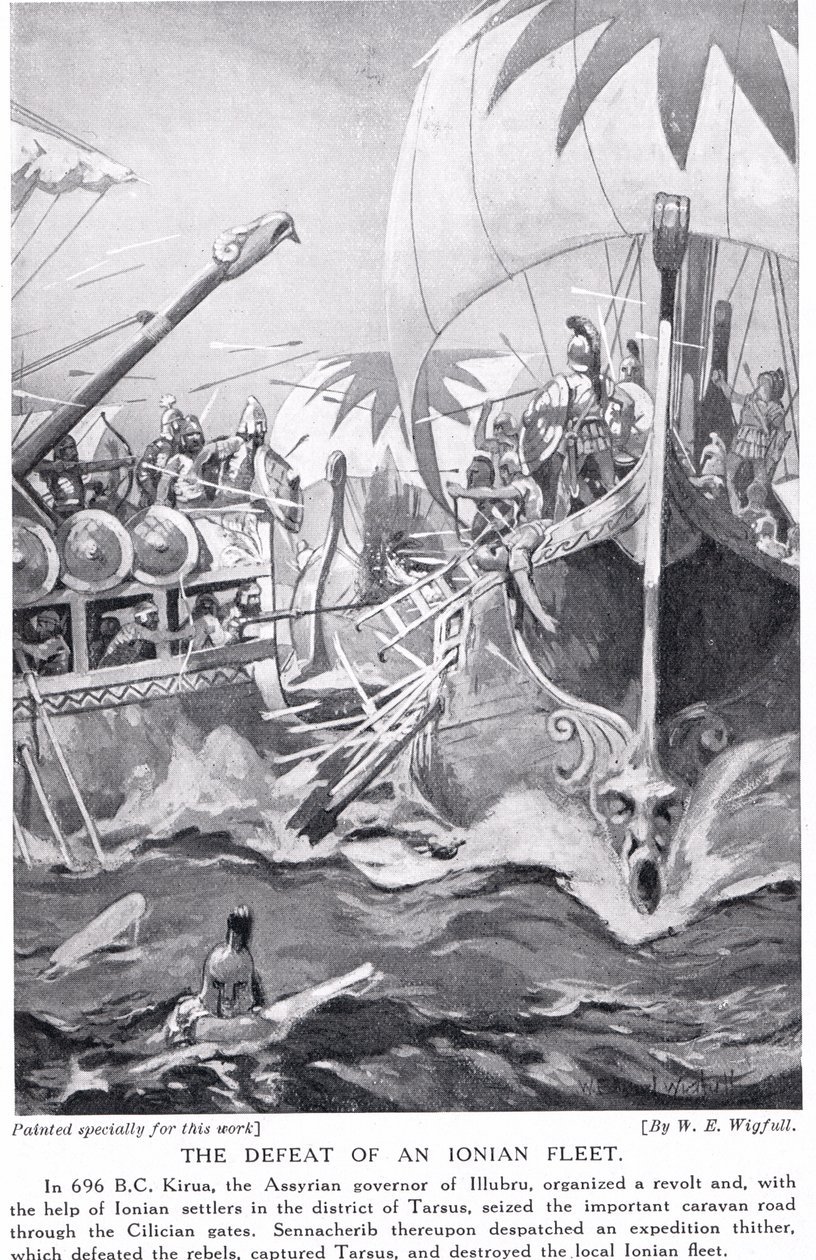 La sconfitta di una flotta ionica, illustrazione da 