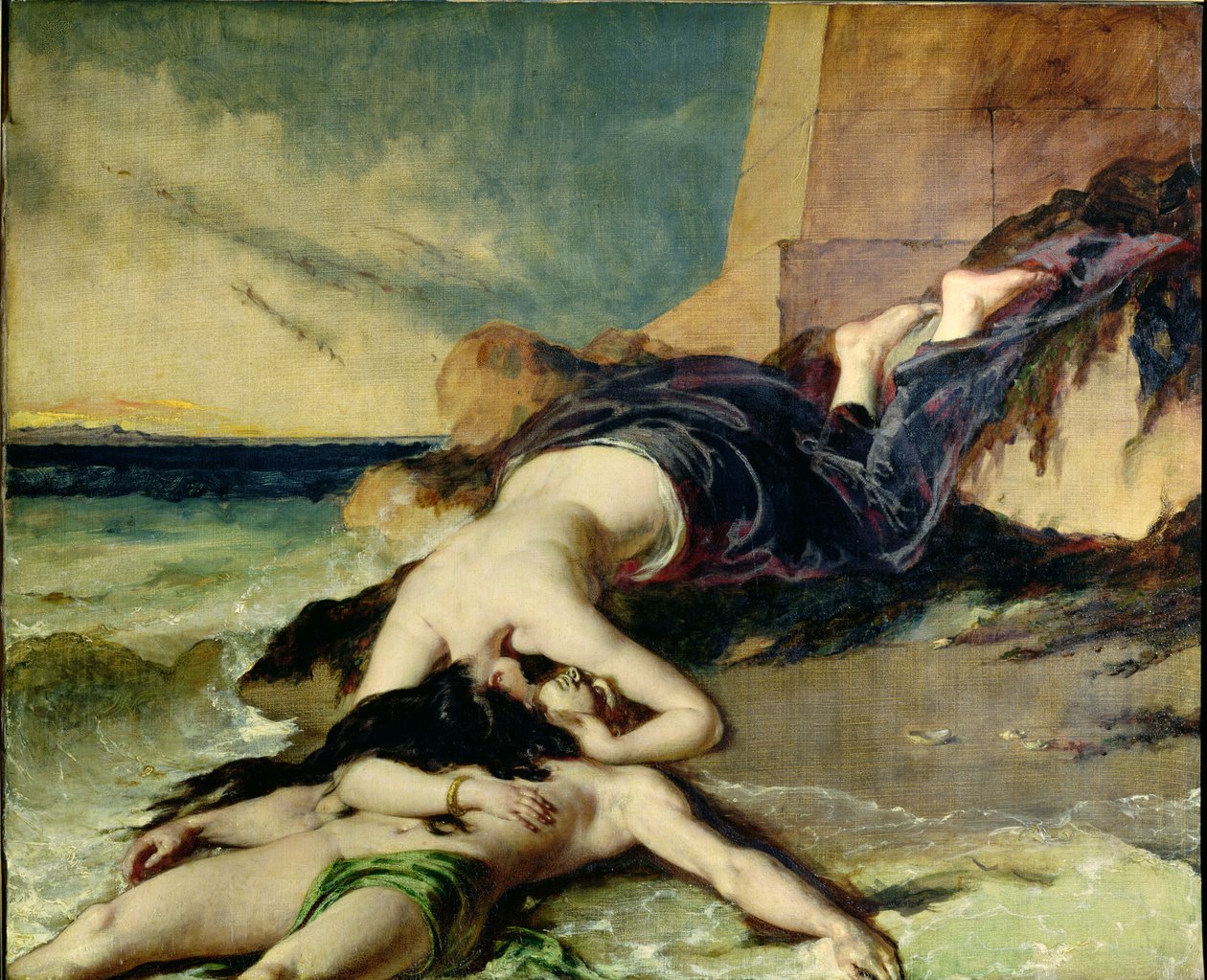 Eroe e Leandro (olio su tela) da William Etty