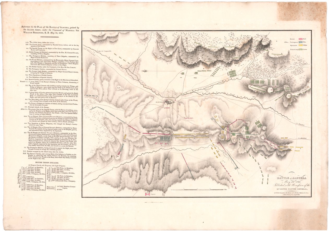 Piano che mostra la battaglia di Albuera da William Faden
