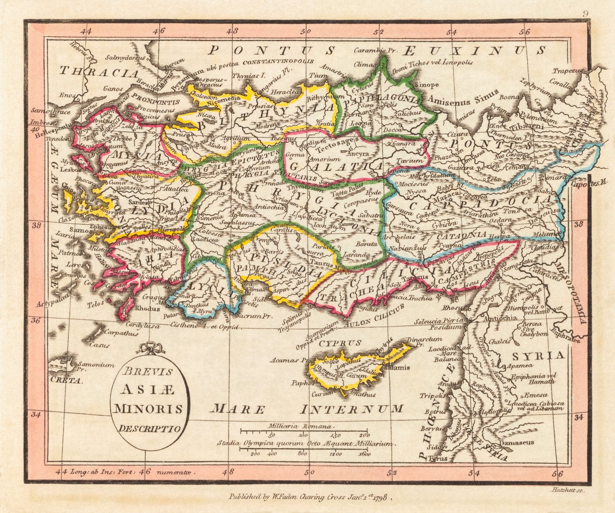 Antica Asia Minore. Mappa. da William Faden