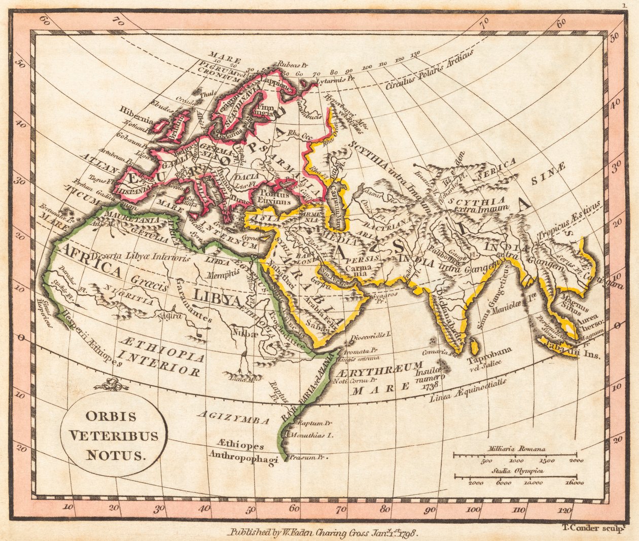 Mappa del mondo antico da William Faden