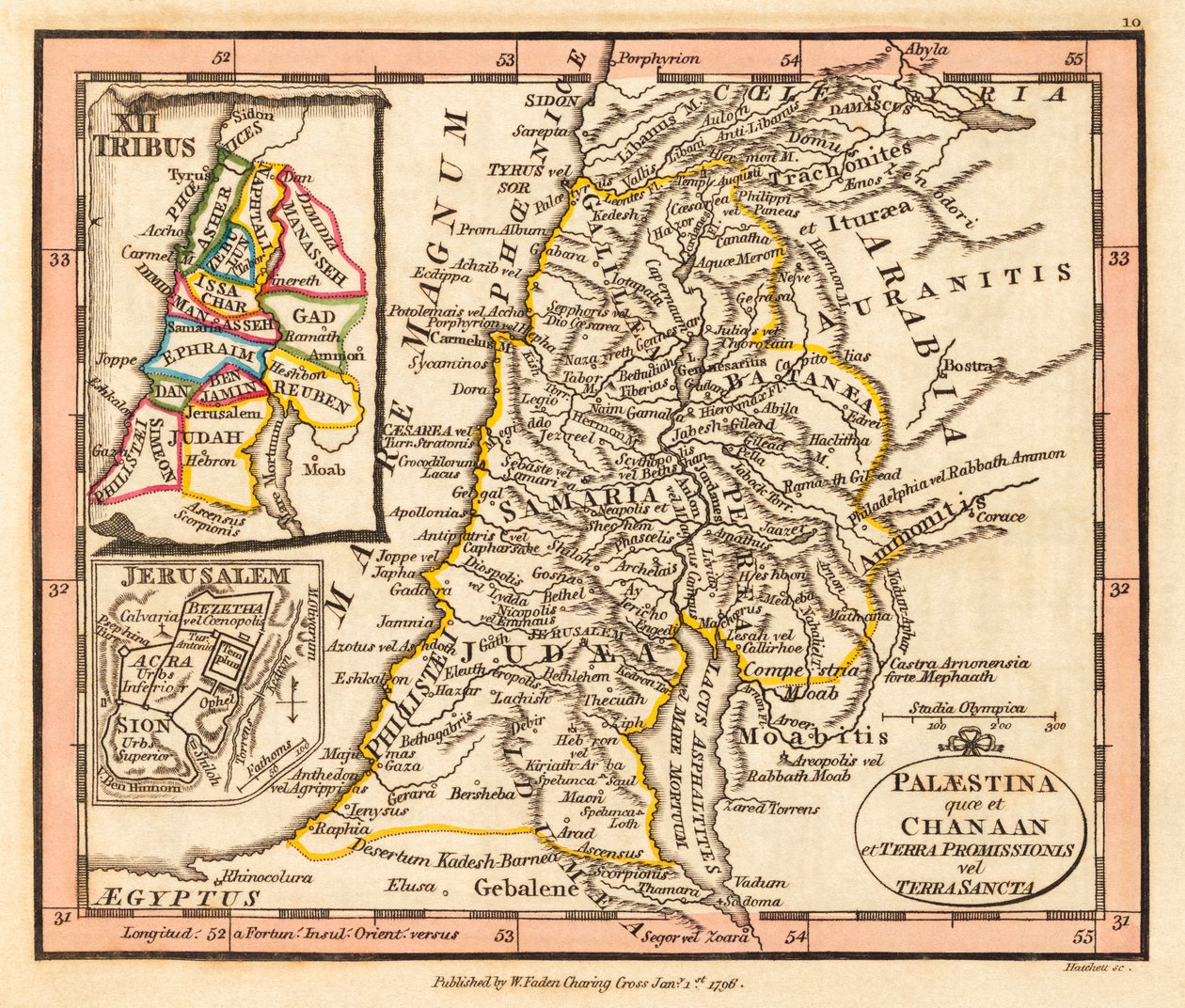 Palestina. Mappa da William Faden