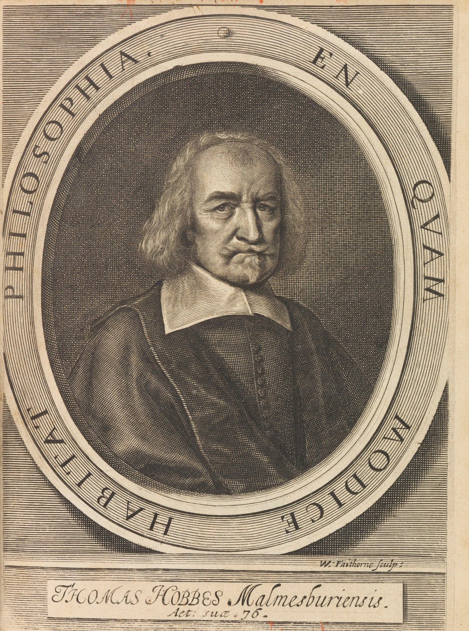 Ritratto di Thomas Hobbes 1588-1679, 1642 da William Faithorne the Elder