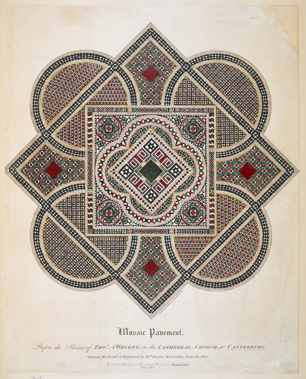 Pavimento a mosaico davanti al santuario di Thomas A Becket nella Cattedrale di Canterbury da William Fowler