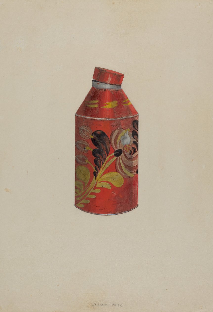 Scatola da tè in latta, c. 1938 da William Frank
