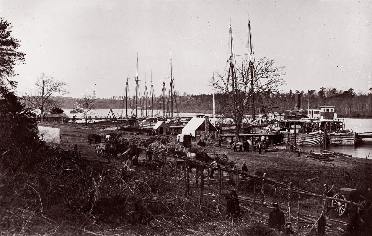 Broadway Landing, fiume Appomattox, 1864 da William Frank Browne