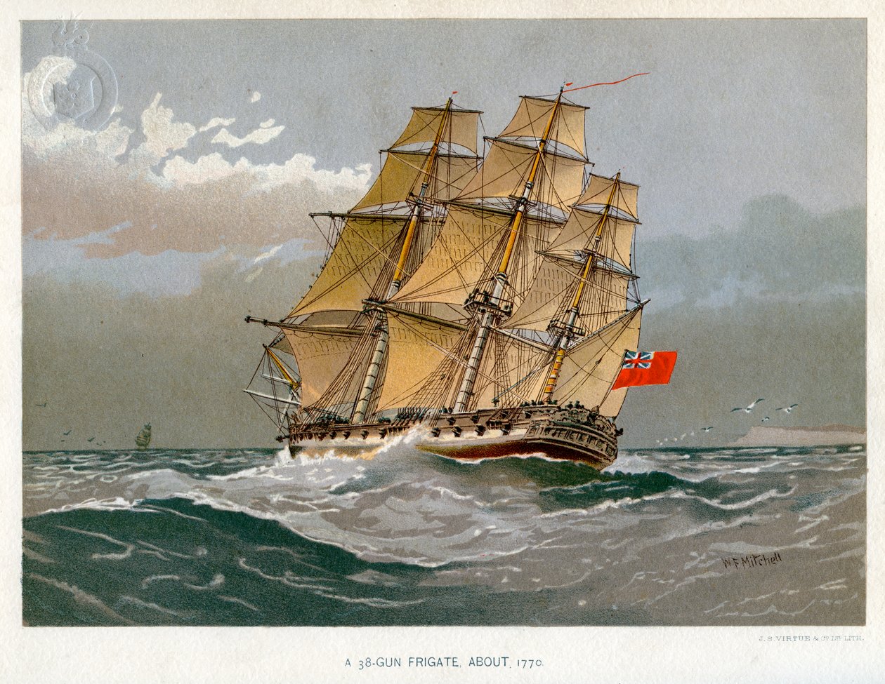 Una fregata della Royal Navy da 38 cannoni, c1770 c1890-c1893 da William Frederick Mitchell