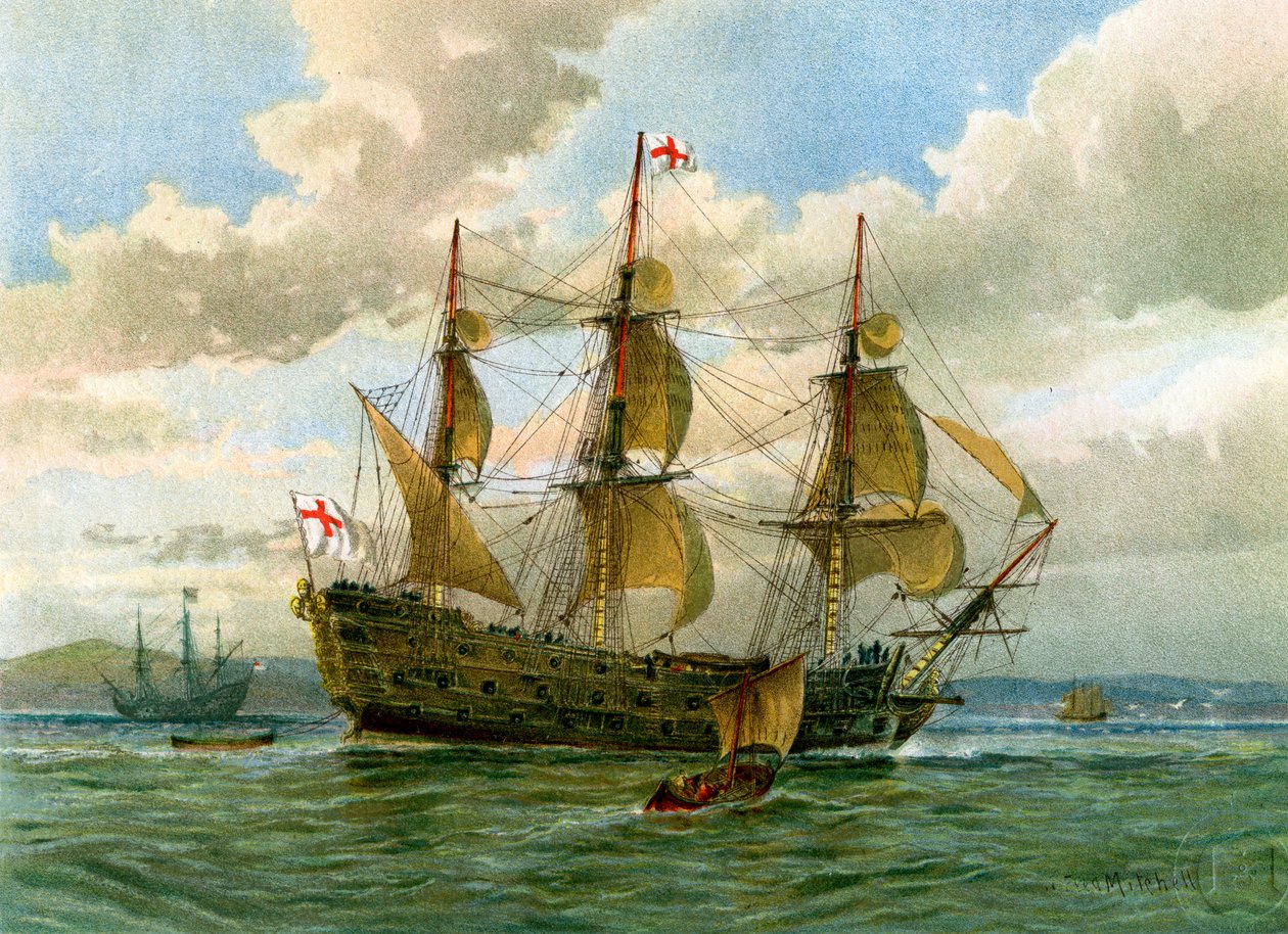Nave da battaglia della Royal Navy, c1650 da William Frederick Mitchell