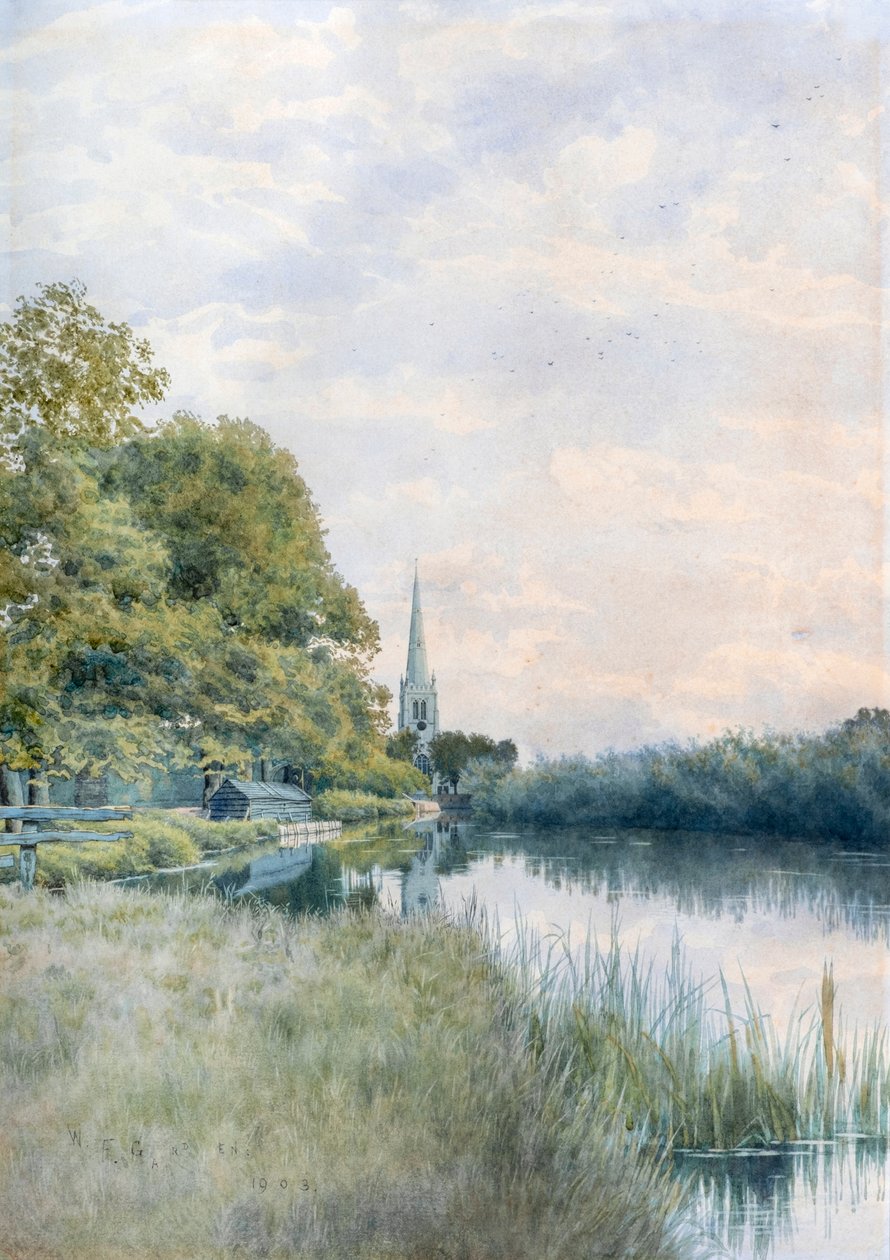 Chiesa di Tutti i Santi dal sentiero, Hemingford Grey da William Garden Fraser