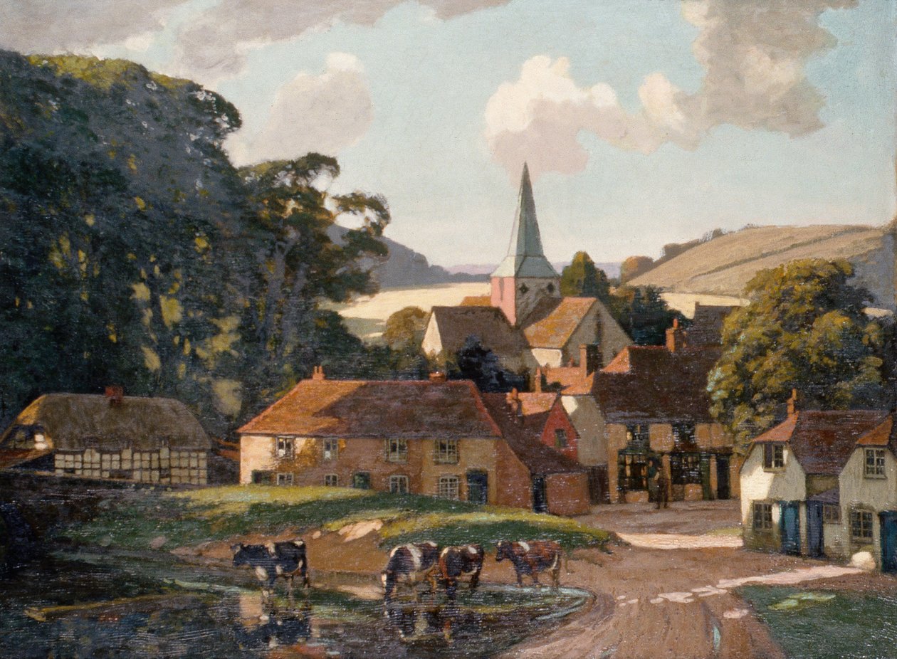 Villaggio e stagno di Harting da William Gunning King