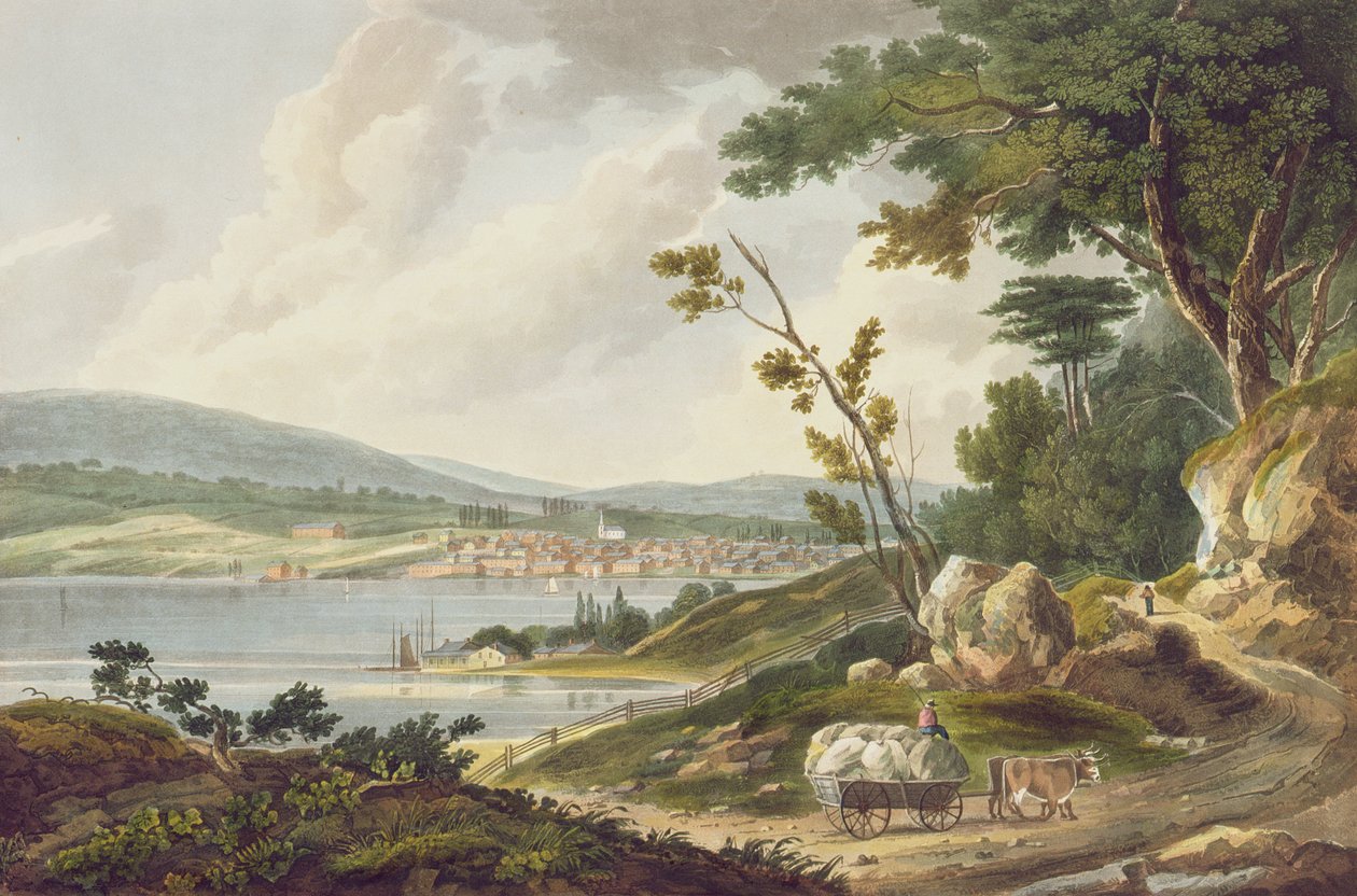 Newburg, n.14 del Hudson River Portfolio, inciso da J. Hill da William Guy Wall