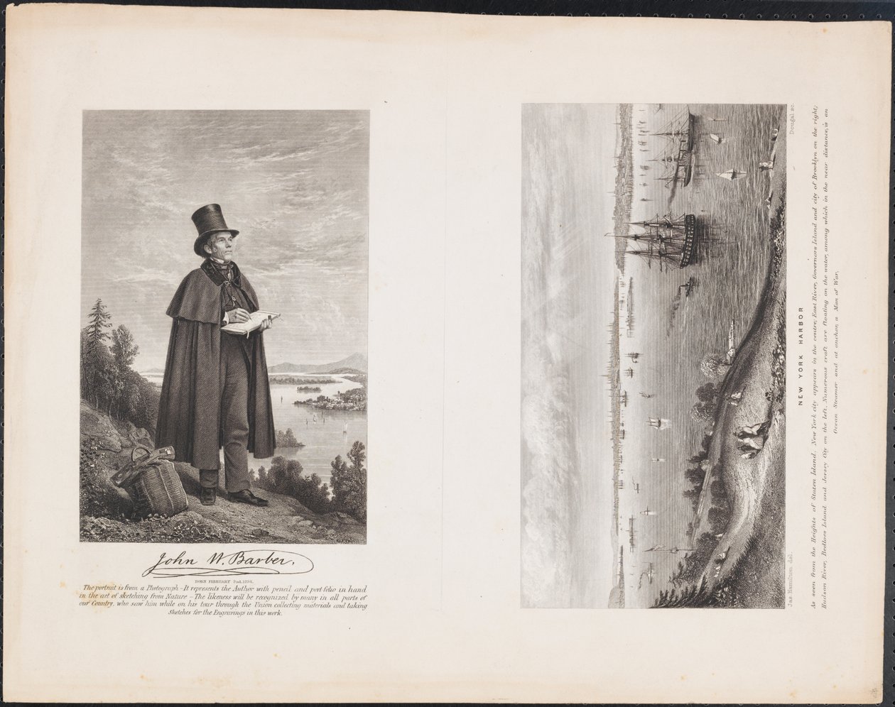 A. John W. Barber; B. Porto di New York, c.1849 (incisione) da William H. Dougal