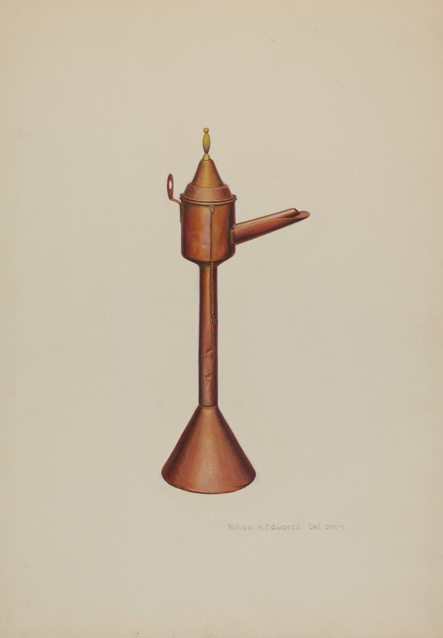 Lampada a olio di balena da William H Edwards